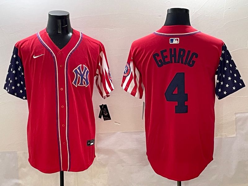 Men New York Yankees #4 Gehrig Red a generation of national flags Jointly Name 2025 Nike MLB Jersey style 1->new york yankees->MLB Jersey